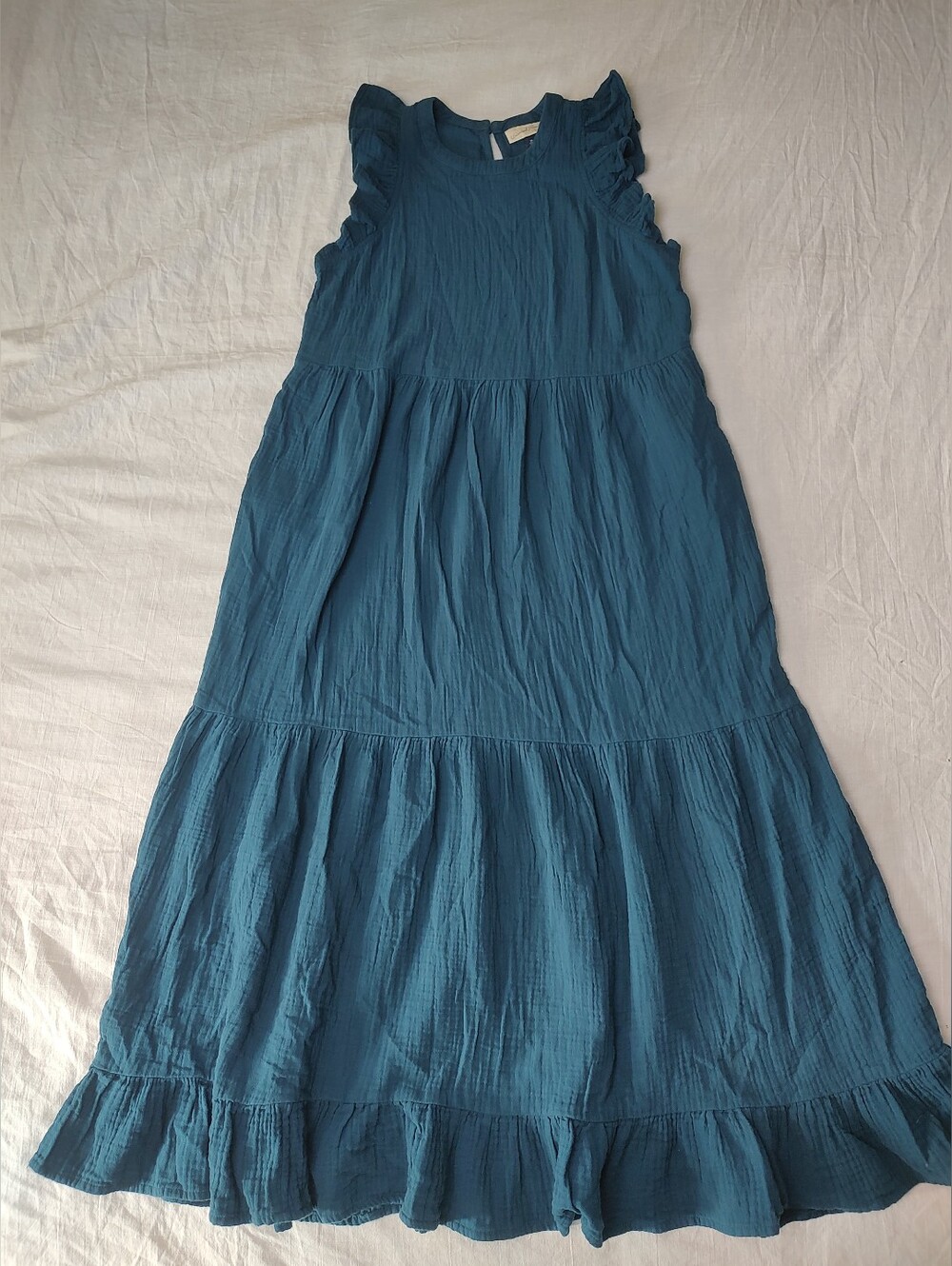 Universal Thread Teal Tiered Ruffle Maxi Dress 100% Cotton Medium